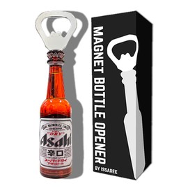 Magnetic Beer Bottle Opener Figure Japan Beer Bottles Fridge Magnet Cap Catcher Opening Tool bbq Refrigerator Decorations Cool Unique funny Accessories Holiday Birthday Gift Collection (Asahi)