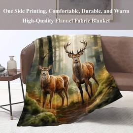 Naniopick Deers Flannel Blanket Throw for Adults Kids 350 GSM Deers Forest Blanket Gifts Animal Print Blanket Lightweight Blanket Sofa Decor Birthday Mothers Fathers Day, 50"x60"