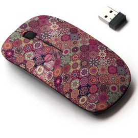 2.4G Wireless Mouse with Cute Pattern Design for All Laptops and Desktops with Nano Receiver - Colorful Vintage Floral