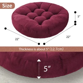 Gfobip Meditation Floor Pillow Set of 2 Large Round Floor Cushions for Adults Tufted Corduroy Floor Seat Pillows Cushion for Living Room Tatami Yoga,Grass Green 22" L x 22" W x 5" H