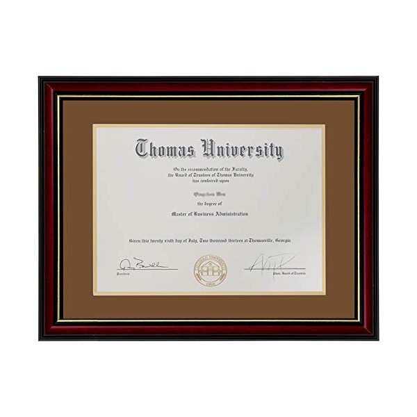 Flagship Diploma Frame Real Wood & Glass Golden Rim Sized