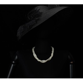 Twisted Pearl Choker Necklace Elegant Faux Pearls Braided Multi-Strand Design Classic Bridal Jewelry