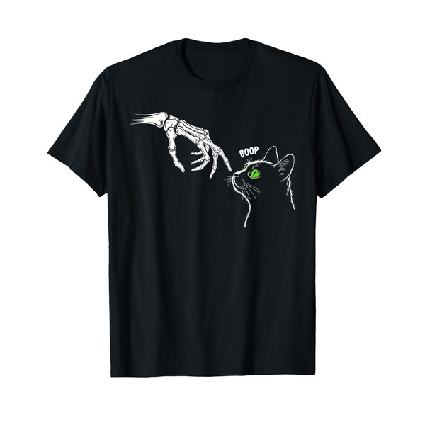 Skeleton Hand Boop On A Cat's Nose Halloween Graphic T-Shirt