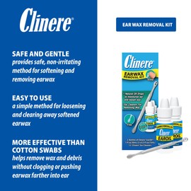 Clinere® Ear Oil Conditioner & Ear Cleaners Cleaning Care Kit, 12 Count Sticks & 2 x .5 Fl Oz Ear Oil, Safely and Gently Cleans Ear Canal at Home, Ear Wax Cleaner Tool, Itch Relief, Ear Wax Buildup
