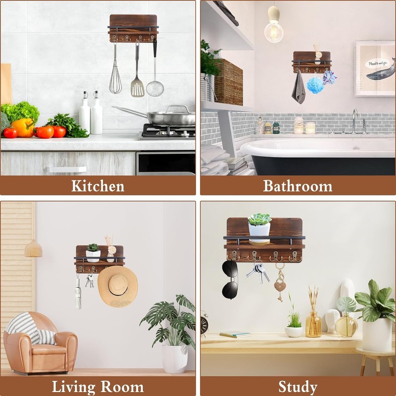 9SHOME Key Holder for Wall with 10 Key Hooks, Decorative