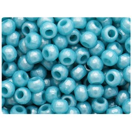BeadTin Sky Blue Pearl 9mm Faceted Barrel Pony Beads (500pcs)