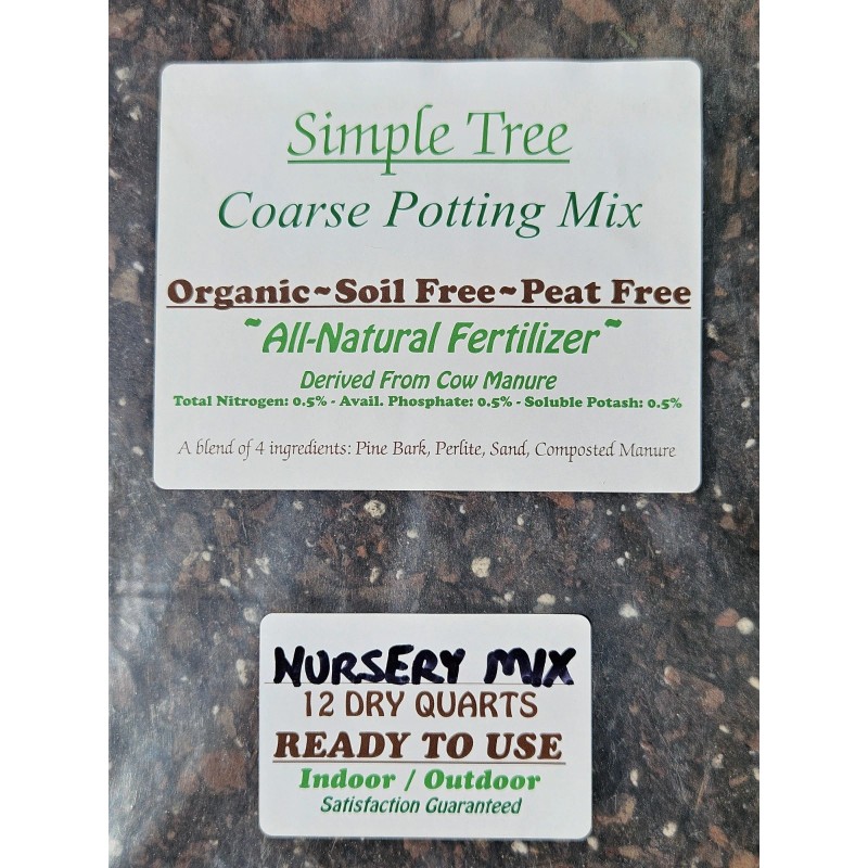 Simple Tree Fast Draining Mix, Indoor Outdoor, Organic, Soil-less, Peat-Free,