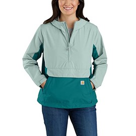 Carhartt Women's Rain Defender Loose Fit Lightweight Packable Anorak, Shaded Spruce/Blue Surf, Small