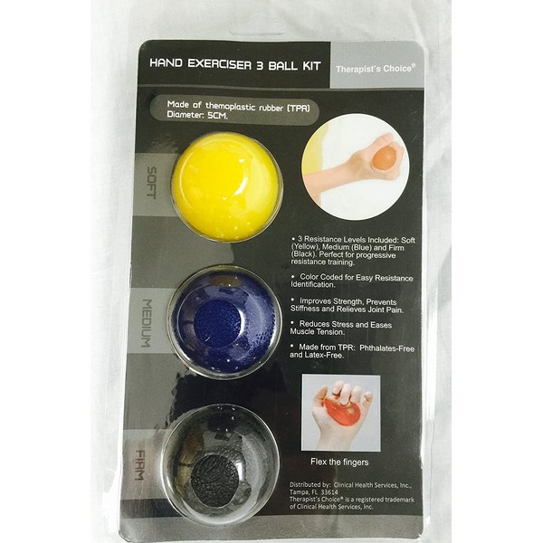 Therapist's Choice® Hand Exercise 3 Ball Kit: 3 Color Coded Resistance Levels