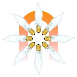 lumenivo 7.5 Watt Light Bulbs 120V/130V Bent Tip Candelabra, Flame Tip Chandelier Bulbs, Flame Shaped Light Bulbs Standard Base – Replacement Christmas Candle Tip Incandescent E12 Bulbs – 8 Pack