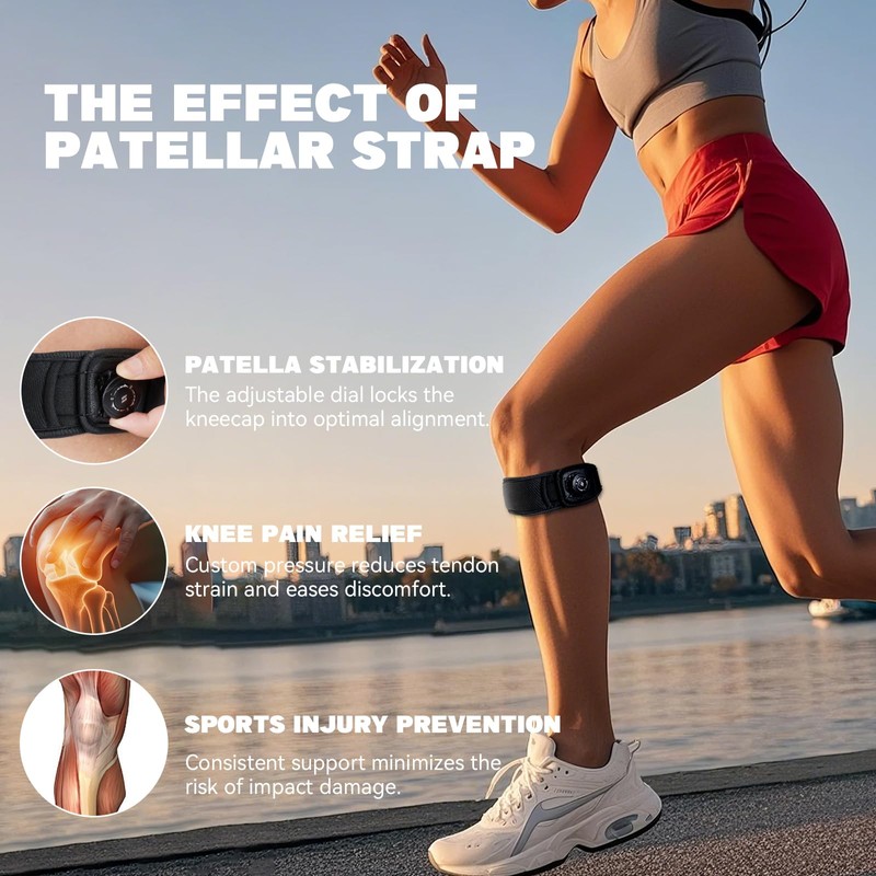bracemundo Patellar Tendon Support Strap with Dial, Adjustable Patella Band