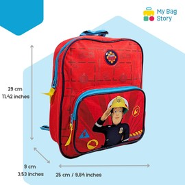 mybagstory - Backpack – Fireman Sam – Red – Child – School – Primary – Nursery – Nursery – Unisex School Bag – Size 29 cm – Adjustable Shoulder Straps