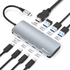 USB C Hub 8-in-1, 10Gbps USB Hub with 4K HDMI,100W Power Delivery