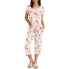 Ekouaer Womens Pajama Set Short Sleeve Sleepwear Pleated Floral Pjs