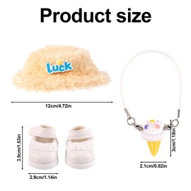 BOXOB Clothes Set for Doll, Cute Shoes & Hat & Bag Plush Toy Outfit Stylish Plush Clothes Accessories for 6.7in Doll