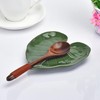 Ceramic Spoon Rest for Stove Top,Cute Green Leaf Shape Spoon