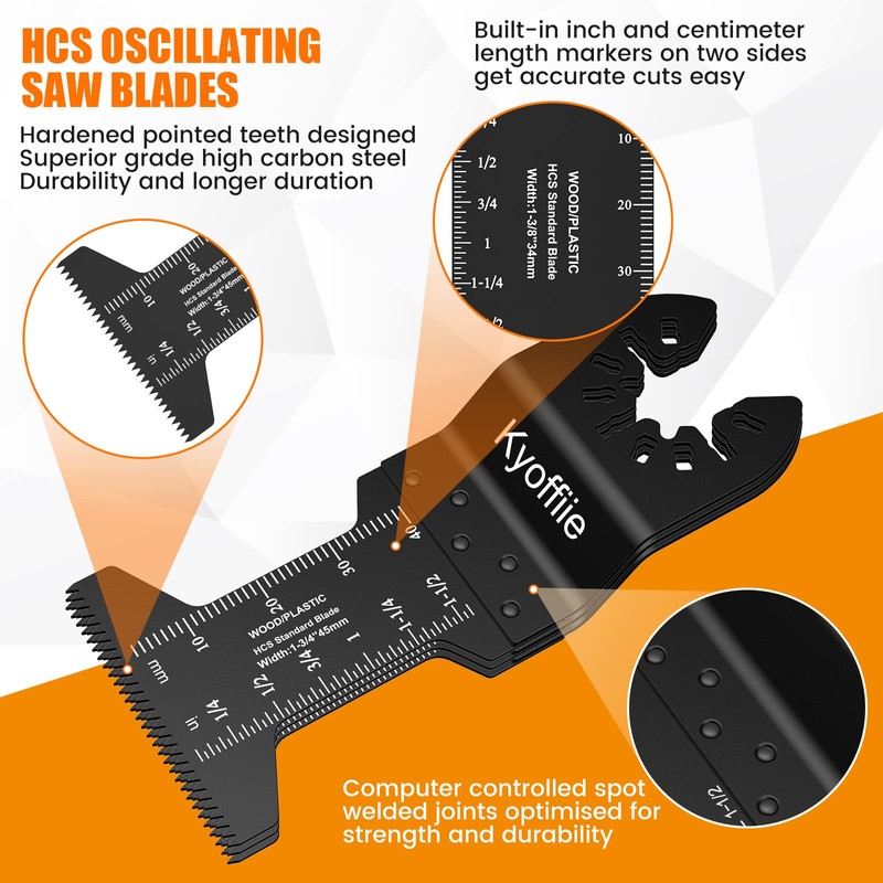 Kyoffiie 100Pcs Oscillating Saw Blades, 1-3/4" Quick Release Multi Tool