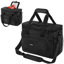 OPUX Soft Cooler Bag, Insulated Collapsible Lunch Cooler Tote for Men Work Camping Beach Travel, Portable Soft Sided Leakproof Waterproof Large Lunch Bag Box with Shoulder Strap 30 Cans, Black