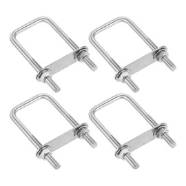 DTGN M8x40x100mm U Bolts Square Kit - 4Set - 304 Stainless Steel U-Bolt Kit with Nuts, Washers, Frame Plate - Good for DN40 Pipe, Trailer, Automotive, Leaf Spring Fastener