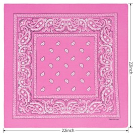 combocube 12 Pack(one dozen) Multi-Purpose novelty Pink Cotton Paisley Cowboy Bandanas Headband for Men,Women and kids