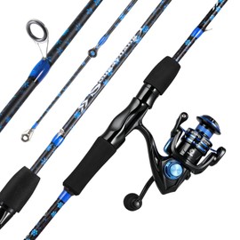 Sougayilang Fiberglass Fishing Rod Reel Combos,Two Pieces Durable and Strong Spinning Pole with Smooth Reel Available for Catching Bass, Trout, Catfish YZ-LXH1.8+SL10