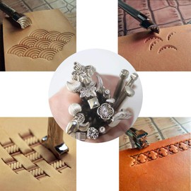 HOSTK 33pc DIY Leather Craft Hand Kit Tools Set for Sewing Stitching Stamping Carving Saddle Leather Artwork Accessories Awl Thimble