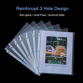 Seashell 200PCS Heavy Duty Non-Glare Sheet Protectors, Letter Size Page Protectors Reinforced 3-Hole, Plastic Sleeves for 3 Ring Binder, Top Loading for 8.5 x 11 Inch Sheets