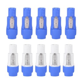 Roundsky Nac3Fca Speakon Plug 3 Pin Powercon Plug 20 A 250 V AC Connector Blue and White Pack of 10