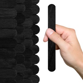200PCS Black Wood Craft Sticks 6 Inch – 0.4" Width x 6" Length Jumbo Popsicle Sticks for Crafts Black Craft Sticks for DIY Flat Wooden Sticks for Waxing Wide Wax Sticks