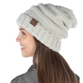 Funky Junque Exclusives - Gorro holgado de gran tamaño para mujer, Beige, Talla única