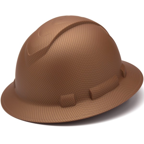Pyramex Ridgeline Full Brim Hard Hat, 4-Point Ratchet Suspension, Copper Pattern