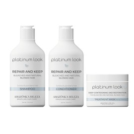 Amazonica Beleza Kit Shampoo, Acondicionador y Mascarilla Capilar para Cabello Rubio(300Ml/10.1Oz) | Repara, Hidrata y Nutre | Neutraliza Tonos Brassy En Cabello Rubio | Kit