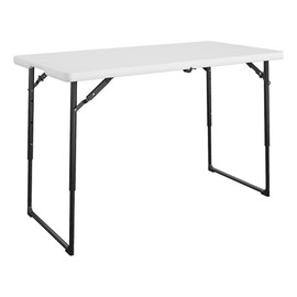 Cosco 4 ft. Centerfold Blowmold Adjustable Height Utility Table in White