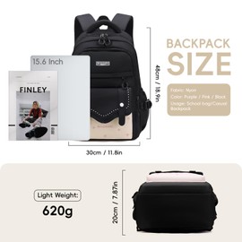 Amythe School Backpack Girls Teenagers 2025 School Bag Large High School Backpack School Bag Casual Travel 30L-8695, black