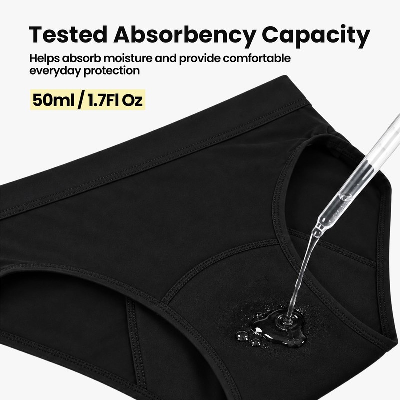 Women's Reusable Incontinence Underwear, 3 Pack Protective Briefs (XXL)