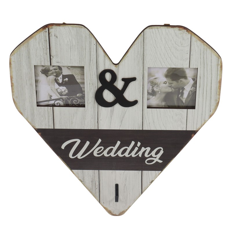 Wood Wedding Picture Frame Key Hook Wall Hanging Decoration Love