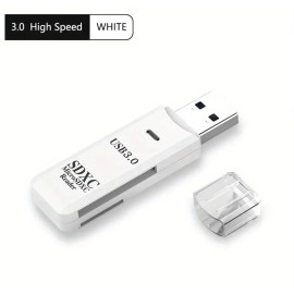 Unbranded USB 3.0 SD Card Reader for PC Micro SD Card to USB Adapter CardReader for Camera - 1pc White