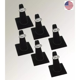 Saga Selection Set Of 6 Finger Ring Display Stand Square Base Ring Black Velvet Ring Stand