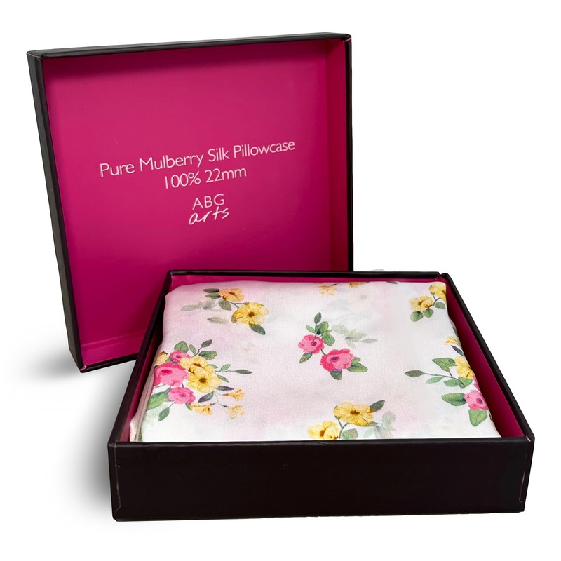 %100 Pure Mulberry Silk Satin Pillowcase, 22 mm Printed, Standard