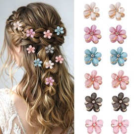 CHANJIF Hair Clips, Mini Flowers, Set of 12, Bangs Clips, Cute, Hair Ornaments, Rapunzel Style, Hair Accessories, Hair Clips, For Adults, Kids, Weddings, Parties, Birthdays