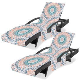 Britown Lounge Chaise Chair Towel Covers (Pack Of 2), Beach Chair Cover With 3 Pockets For Pool Outdoor Beach Garden Patio Trips,85 X30 In (Mandala Ethnic)