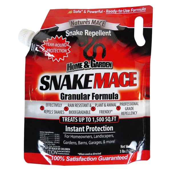 Nature's MACE Snake Repellent 3LB Granular/Covers 1,500 Sq. Ft. / Keep Snakes Out of Your Garden, Yard, Home, attic and More/Snake Repellent/Safe to use Around Home, Children, & Plants