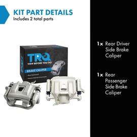 TRQ Rear Brake Caliper Set Brackets Hardware Zinc Coated Compatible with 2004-2010 Toyota Sienna