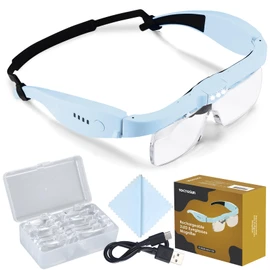 YOCTOSUN Magnifying Glass with Light, Magnifying Glasses with 5 Lenses 0.75X-4.0X and 3 LED Lights, Rechargeable Magnifier Headset, Hands Free Head Magnifying Glass for Close Work Hobby Crafts Jewelry