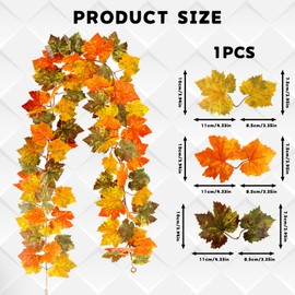 Autumn Decorations, Artificial Maple Leaf Garland for Home Decor, 175cm Fall Decor for Wedding Thanksgiving Party, Fireplace Wall Decoration and Autumn Decorations in The Open