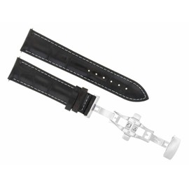 Ewatchparts 20mm Leather Watch Band Strap Compatible With Montblanc Sport Chrono 101656 Watch Dark Brown With White Stitching