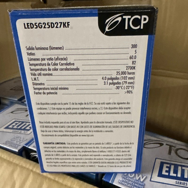 TCP Elite Series 5W 40W Replacement Light Bulb Dimmable LED5G25D27KF