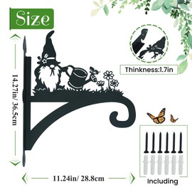 Hanging Plant Bracket Heavy Duty Iron Ornamental Gnome Silhouette Hanging Plant Hangers Outdoor 12 inch Hanging Basket Bracket Hook Wall Mounted for Flower Pot, Lantern, Bird Feeder, Wind Chimes