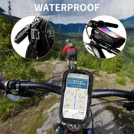 Bicycle Front Top Tube Touch Screen Saddle Bag Rack Mountain Road Bike Bag Smart Phone Bag，Bike Phone Mount Universal Bicycle/Motorcycle Cell Phone Holder Smartphone Cradle Clamp (Bike Bag)