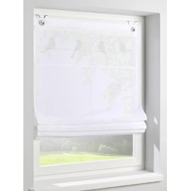 Roman Blind Gravelot with Bird Motif in White - Semi-Transparent Eyelet Roller Blind for Windows in Size 80 x 140 cm, No Drilling Required